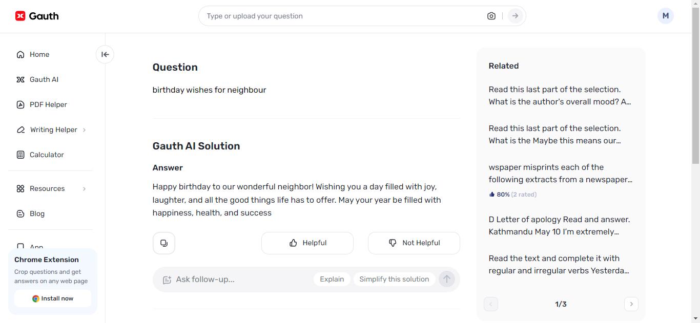 Crafting heartfelt birthday wishes for neighbour with Gauth